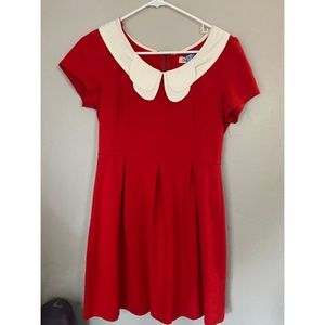 Red dress with white collar